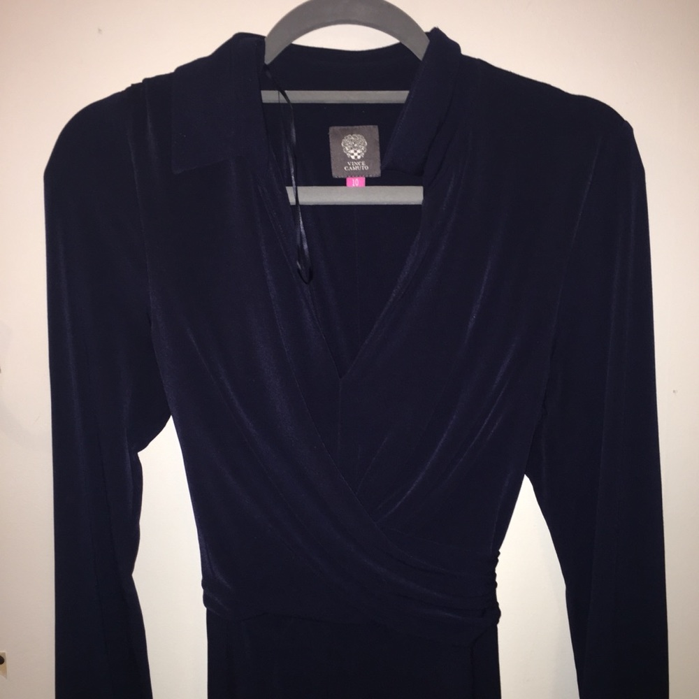 Surplice wrap sheath dress